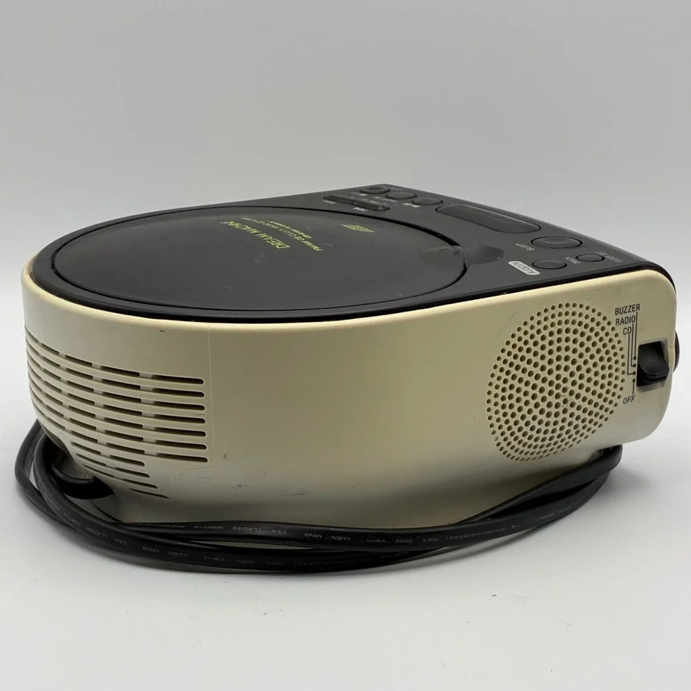 Sony CD Clock Radio Black White Dream Machine ICF-CD815 Dual Alarm